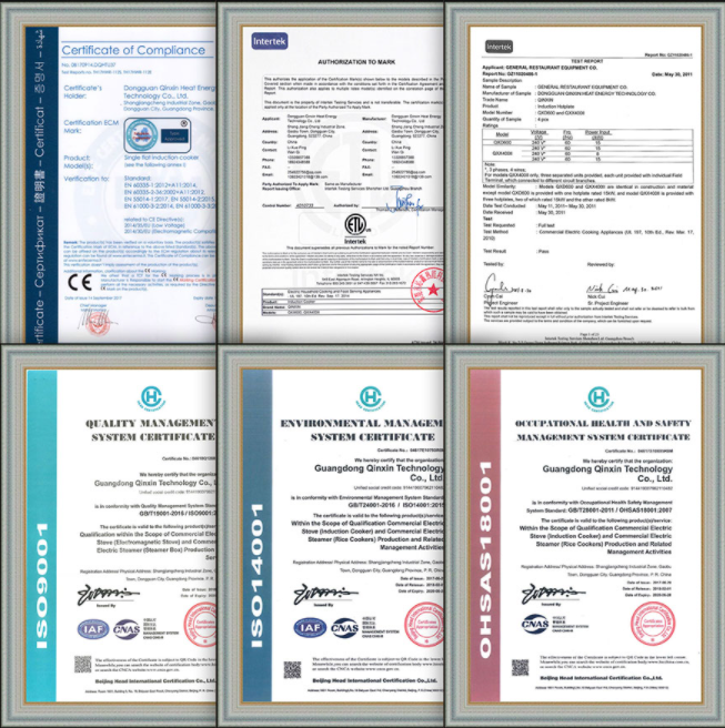 Commercial Induction Cooktop Product Certificates