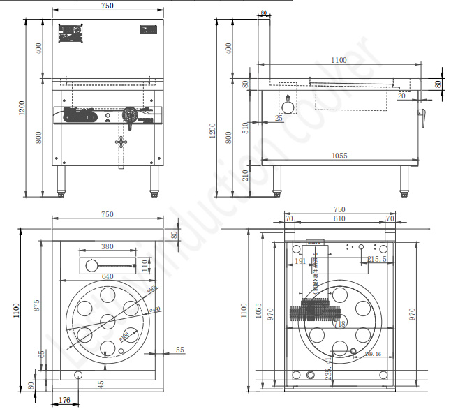 commercial induction bun steamer cooker CAD