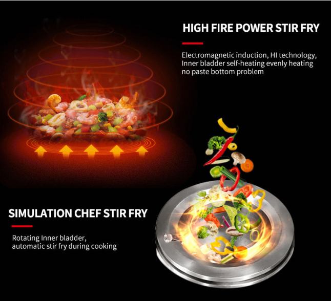 Commercial Non Stick Countertop Rotary Wok Industrial Auto Stir Fry Cooking  Robot Wok Cooker Machine