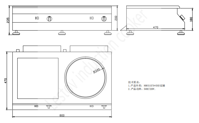 Double Burners Restaurant Drop-in Induction Wok Cooker LT-QPM-QAM 