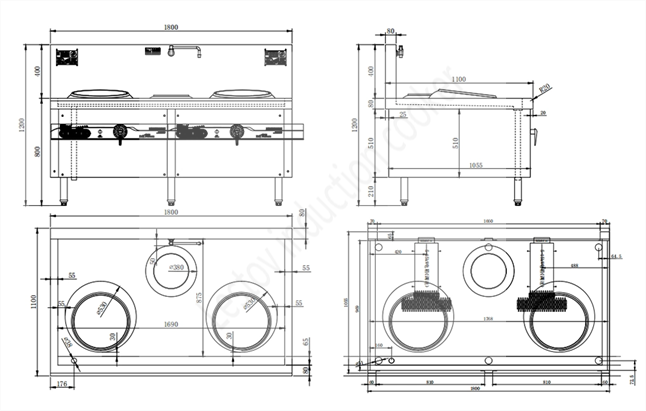 Commercial Induction Double Wok Burners LT-X400Ⅱ-E108Y 