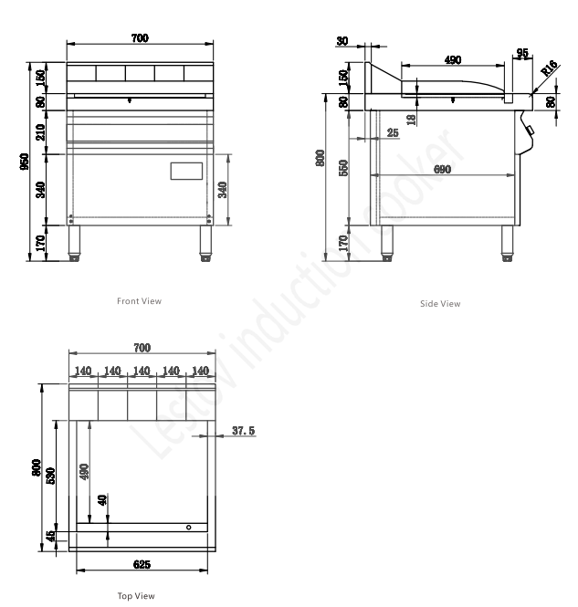 Commercial Induction Griddles with Thermostatic LT-TPL-B135 