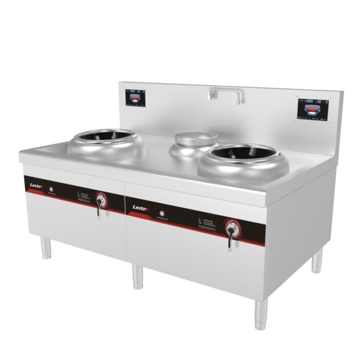 Lestov Double burner commercial induction wok range