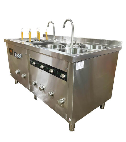 LT-ZML+LSCL+JZL Commercial Induction 6 Holes Pasta Cooker 4 Dumpling Boilers With Cooling Zone 2