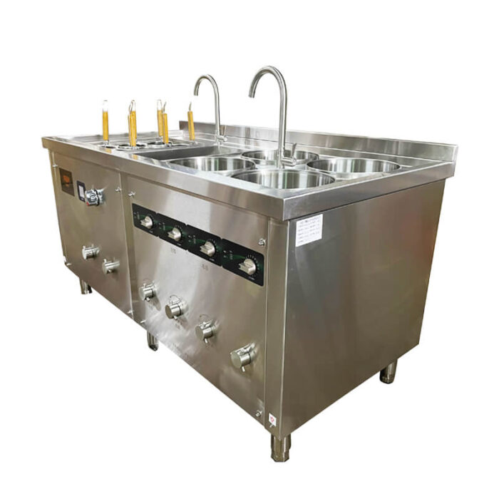 LT-ZML+LSCL+JZL Commercial Induction 6 Holes Pasta Cooker 4 Dumpling Boilers with Cooling Zone 2