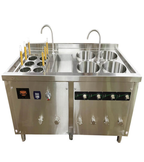 Commercial Induction 6 Holes Pasta Cooker 4 Dumpling Boilers With Cooling Zone