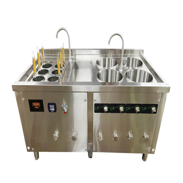 LT-ZML+LSCL+JZL Commercial Induction 6 Holes Pasta Cooker 4 Dumpling Boilers with Cooling Zone