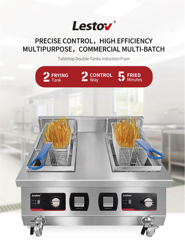 double oil tank commercial induction deep fryer