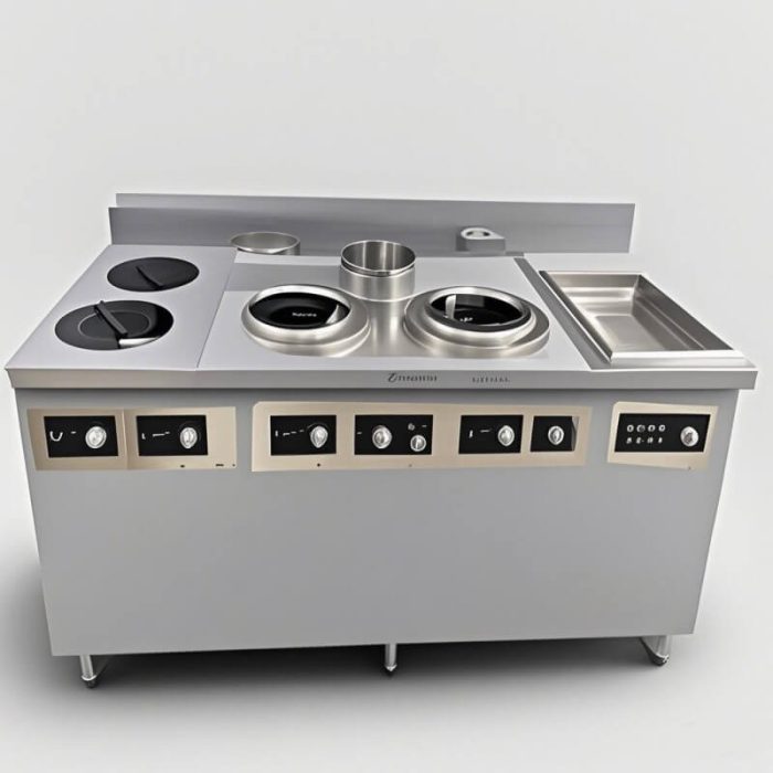 2 Burners Commercial Induction Cooker with 2 Wok Range + Warmer LT-B300+BWL+X300